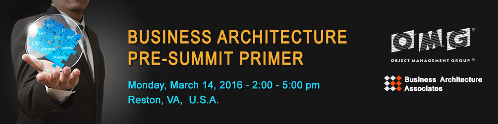 Business Architecture Pre-Summit Primer. March 14, 2016, Reston, VA USA