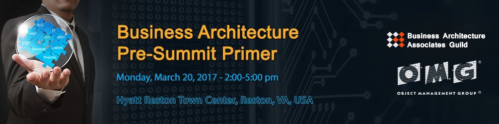 Business Architecture Pre-Summit Primer. Monday, March 20, 2017. 2:00-5:00 pm
